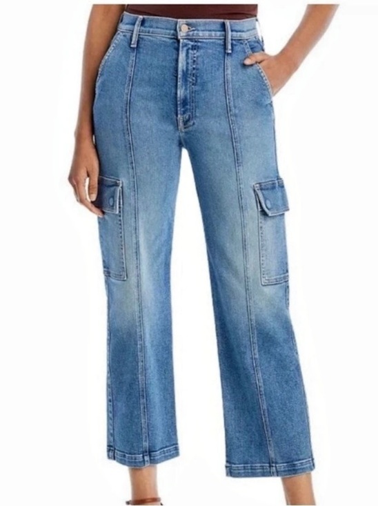 MOTHER Denim - Mother The Rambler Cargo Ankle Straight Leg Cargo Jeans Blue Waist 26 Like New